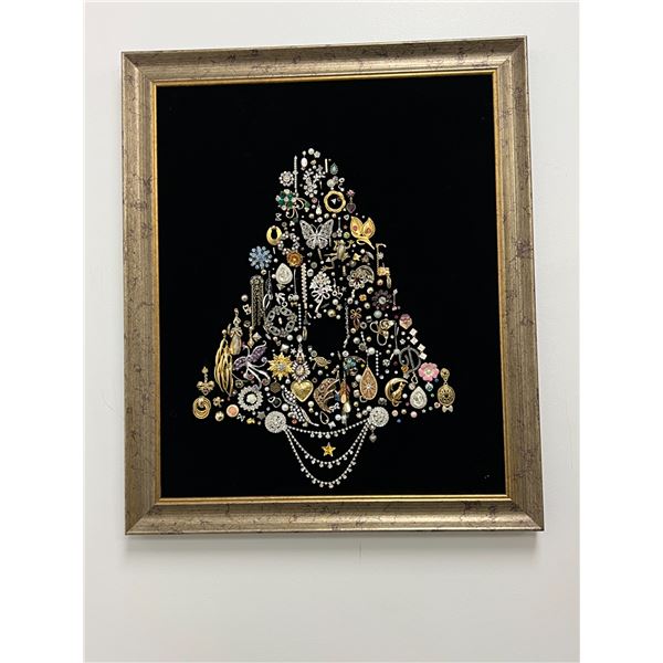 Costume Jewelry Framed Art - Frame approx: 25.5 x 21.25"