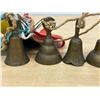 Image 3 : Set of 6 Etched Brass Bells & 1 Nautical Style Brass Bell - larger is 4"