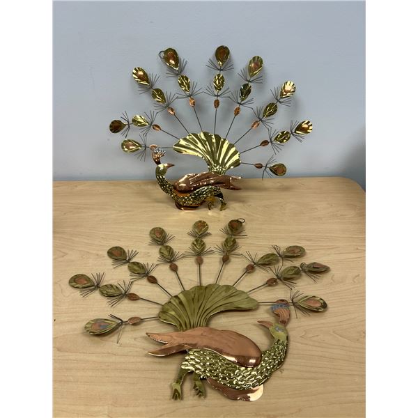 Copper / Brass Peacock Wall Décor - Approx: 20"W 16"T