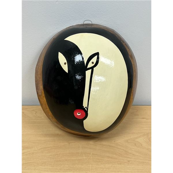 Unusual Modern Art Painting On Form Leather Face Mask 10.5"