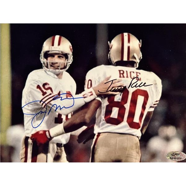 SF 49ers Joe Montana Jerry Rice facsimile signed photo