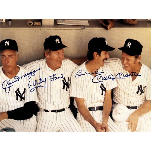 Joe DiMaggio, Whitey Ford, Billy Martin and Mickey Mantle facsimile signed photo