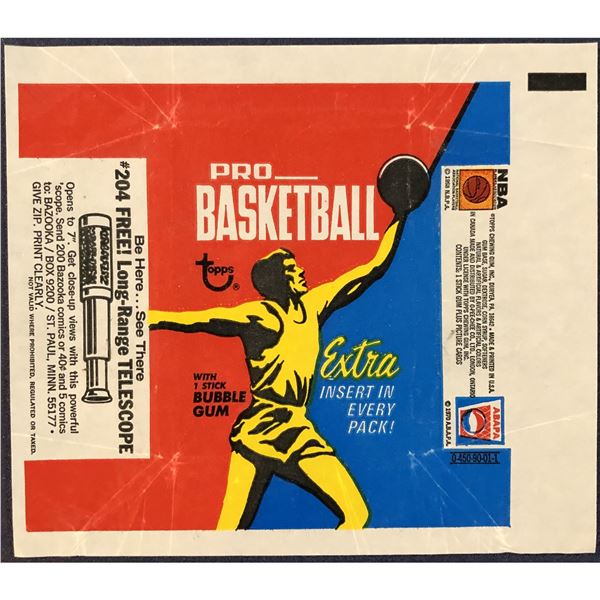 1971-72 TOPPS NBA BASKETBALL WRAPPER