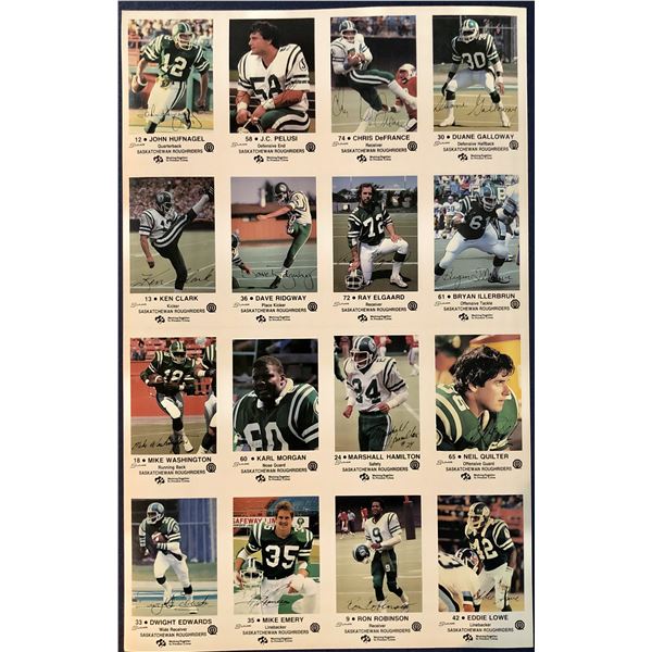 1983 SASKATCHEWAN ROUGHRIDERS POLICE SET - UNCUT SHEET