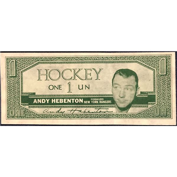 1962-63 TOPPS HOCKEY BUCKS - ANDY HEBENTON