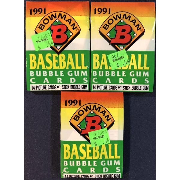 1991 BOWMAN BASEBALL WAX PACKS (3)