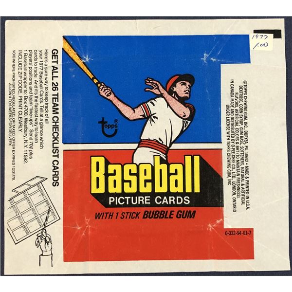 1977 TOPPS BASEBALL WRAPPER
