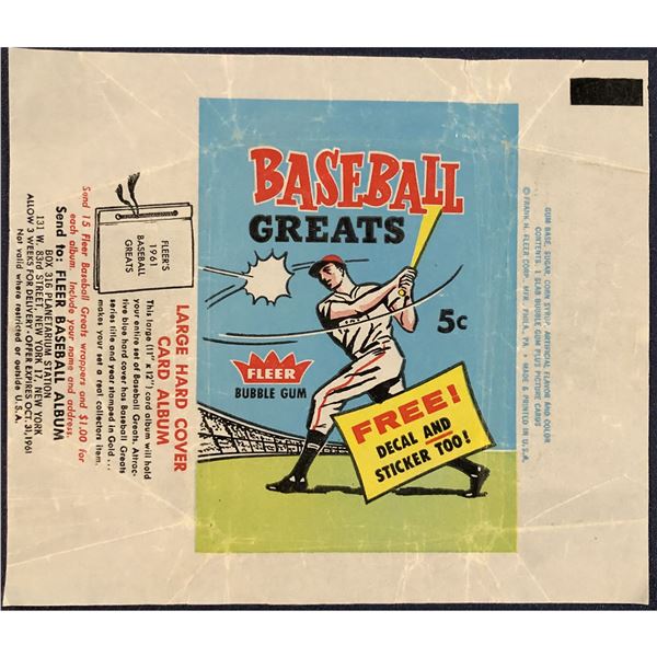 1961 FLEER BASEBALL GREATS WRAPPER