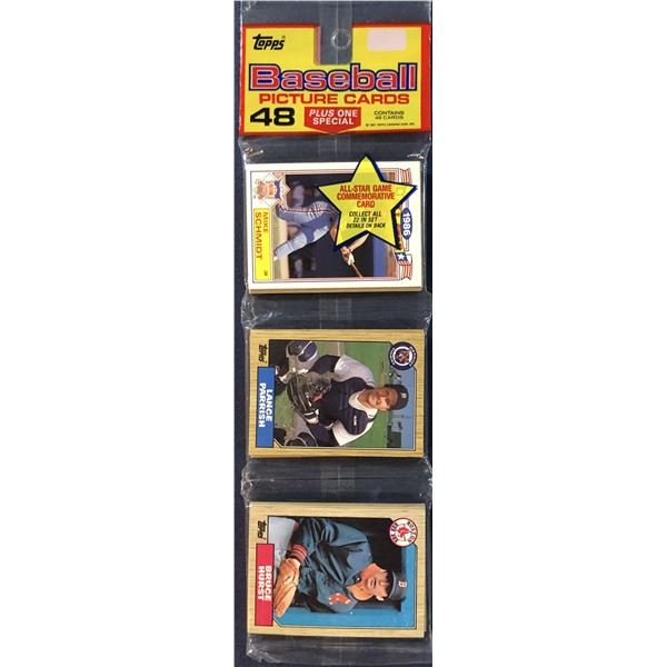 1987 TOPPS BASEBALL RACK PACK - MIKE SCHMIDT & CAL RIPKEN JR. (HOF) SHOWING