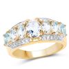 Image 1 : 18KT Yellow Gold Plated 1.93ctw Aquamarine and Diamond Ring
