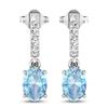 Image 3 : 14KT White Gold 1.02ctw Aquamarine and Diamond Earrings
