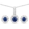 Image 1 : Plated Rhodium 2.17ctw Blue Sapphire and White Topaz Jewelry Set
