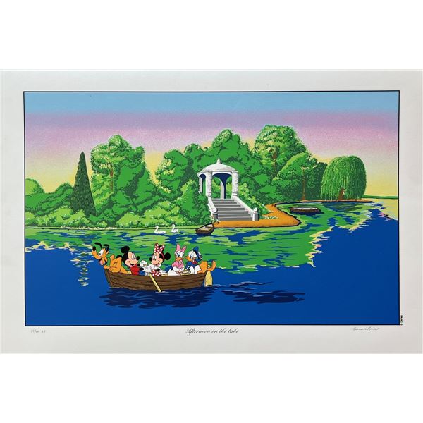 Disney MICKEY & MINNIE MOUSE AFTERNOON ON THE LAKE Serigraph