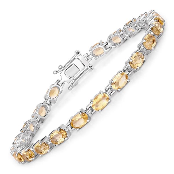 Rhodium Plated 9.03ctw Citrine Bracelet