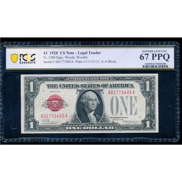 1928 $1 Legal Tender Note PCGS 67PPQ