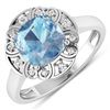 Image 1 : 14KT White Gold 1.48ctw Aquamarine and Diamond Ring