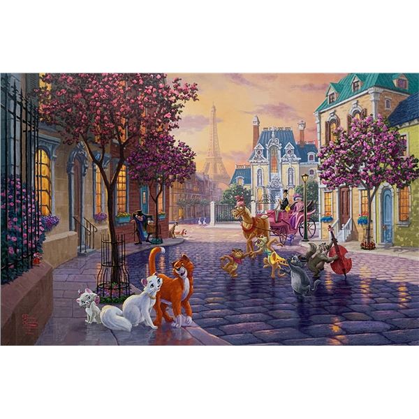 THOMAS KINKADE Aristocats Giclee on Canvas