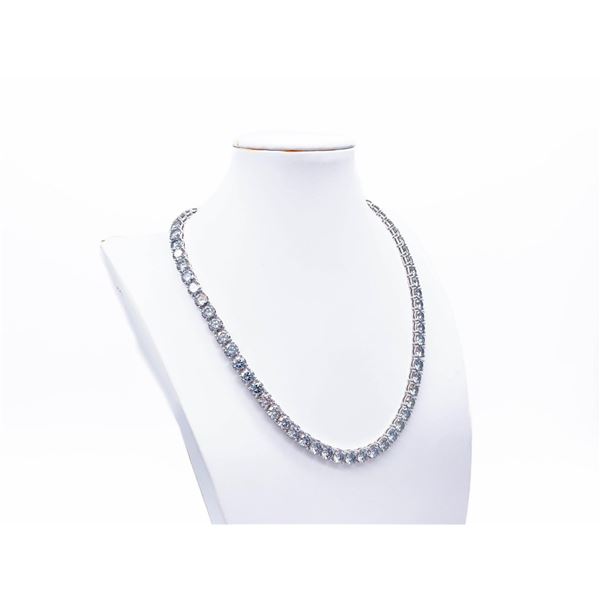 18KT White Gold Plated 69ctw Steel Blue Gray Fire Moissanite Tennis Necklace