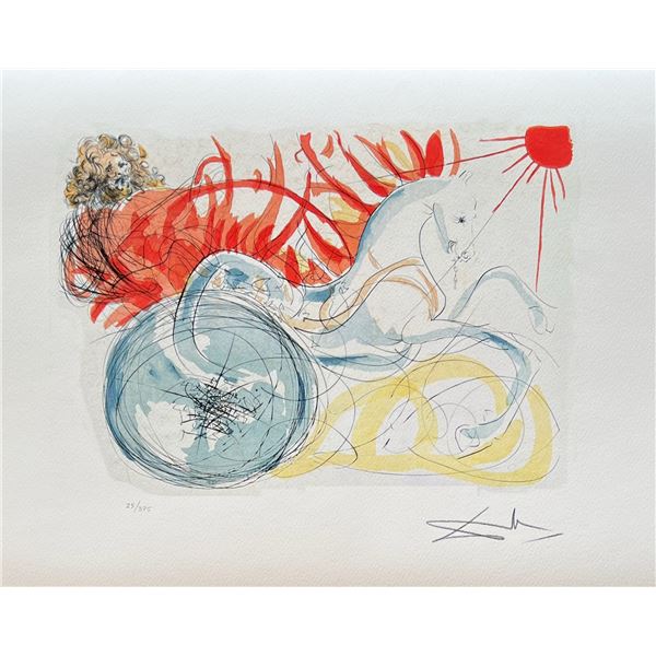 Salvador Dali ELIJAH & THE CHARIOT Facsimile Signed Numbered Giclee