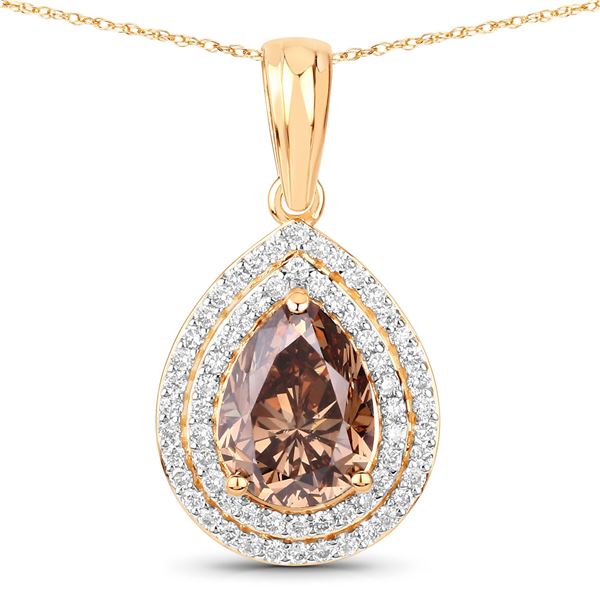 18KT Yellow Gold 2.01ct Brown Diamond Pendant with Chain
