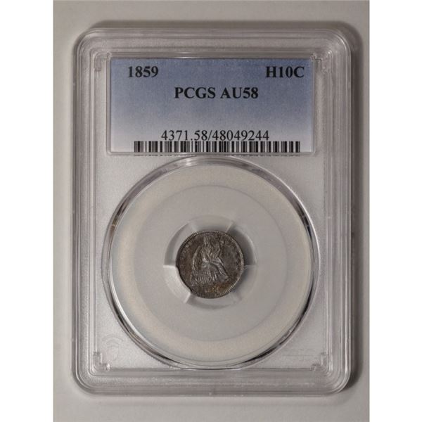 1859 Seated Liberty Half Dime PCGS AU58