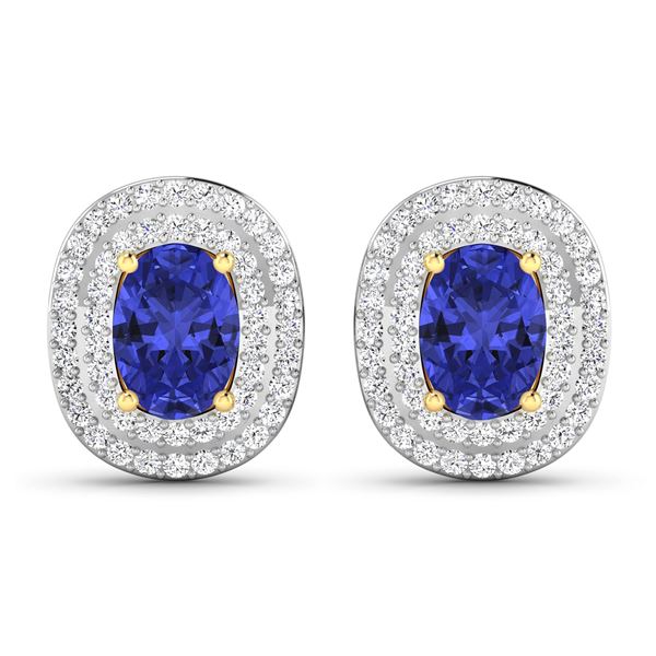 14KT Yellow Gold 1.24ctw Tanzanite and Diamond Earrings