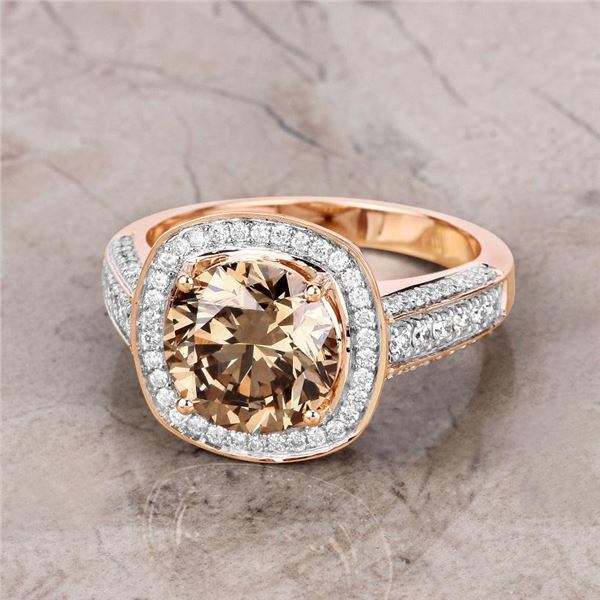 18KT Rose Gold 3.01ct Brown Diamond Ring