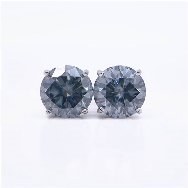 Plated 14KT White Gold 4.00ctw Steel Blue Gray Moissanite Earrings