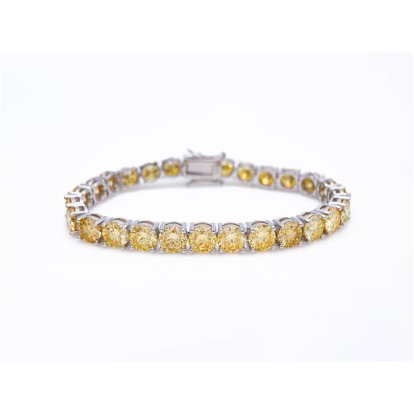 Plated 18KT White Gold 27 Ctw Ice Lemon Yellow Moissanite Tennis Bracelet