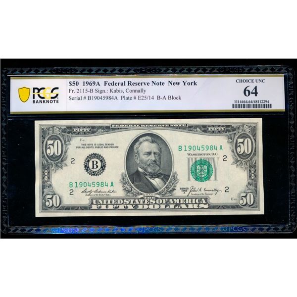 1969A $50 New York FRN PCGS 64