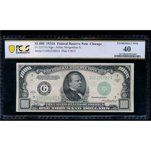 1934A $1000 Chicago FRN PCGS 40