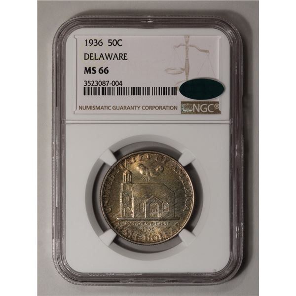 1936 Delaware Commemorative Half Dollar NGC MS66 CAC