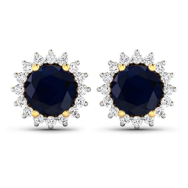 14KT Yellow Gold 2.2ctw Blue Sapphire and Diamond Earrings