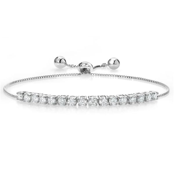 Plated Rhodium 1.60ctw Moissanite Bracelet