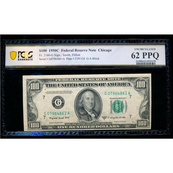 1950C $100 Chicago FRN PCGS 62PPQ