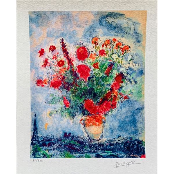 Marc Chagall BOUQUET OVER PARIS Limited Edition Facsimile Signed Giclee