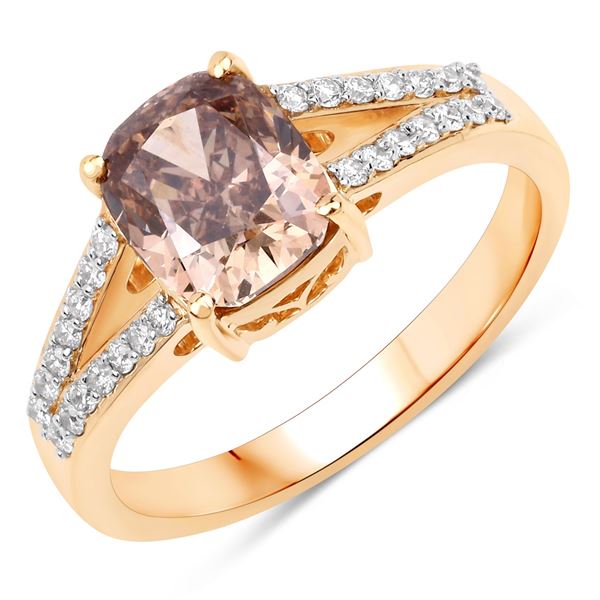 18KT Yellow Gold 2.02ctw Brown Diamond Ring