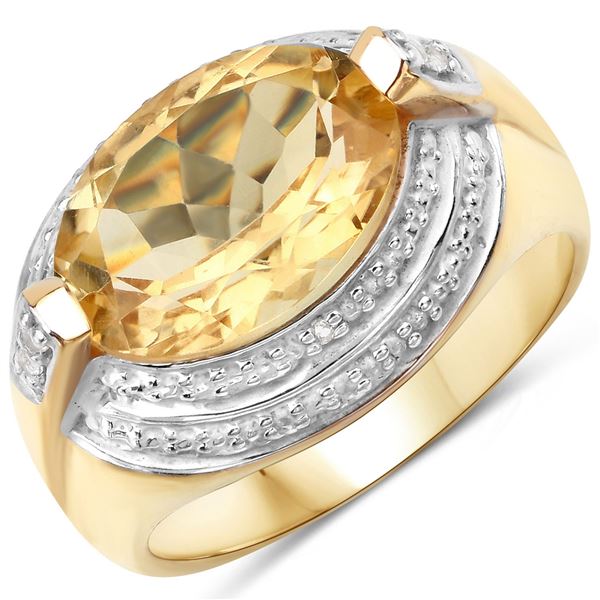 Plated 14KT Yellow Gold 4.50ct Citrine and Topaz Ring
