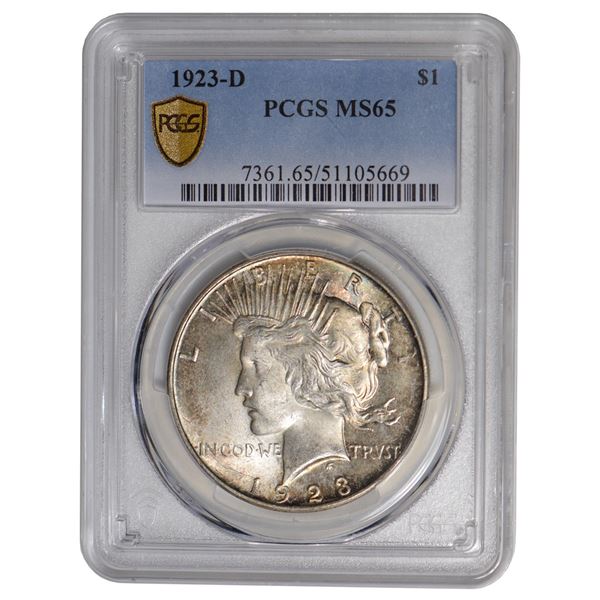 1923-D $1 Peace Silver Dollar PCGS MS65