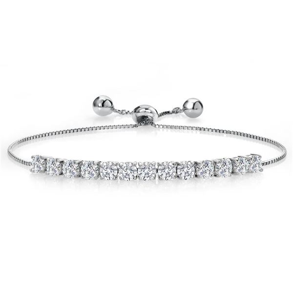 Plated Rhodium 2.99ctw Moissanite Bracelet