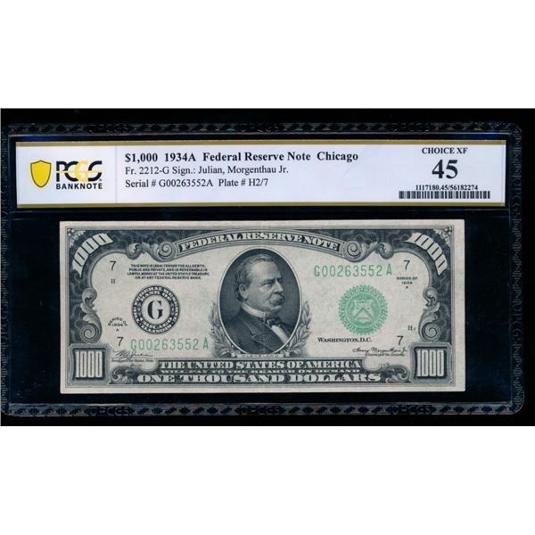 1934A $1000 Chicago FRN PCGS 45