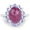 Image 2 : Plated Rhodium 5.53ctw Pink Sapphire and Tanzanite Ring