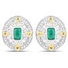Image 1 : Rhodium Plated 0.69ctw Emerald and Diamond Earrings