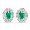 Image 2 : 14KT White Gold 0.76ctw Zambian Emerald and Diamond Earrings