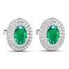 Image 3 : 14KT White Gold 0.76ctw Zambian Emerald and Diamond Earrings