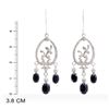 Image 3 : Plated Rhodium and Sterling Silver 4.40ctw Sapphire Earrings