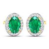 Image 2 : 14KT Yellow Gold 1.12ctw Zambian Emerald and Diamond Earrings