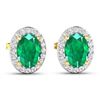 Image 3 : 14KT Yellow Gold 1.12ctw Zambian Emerald and Diamond Earrings