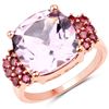 Image 1 : Plated 18KT Rose Gold 5.90ctw Pink Amethyst and Garnet Ring