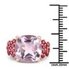 Image 2 : Plated 18KT Rose Gold 5.90ctw Pink Amethyst and Garnet Ring